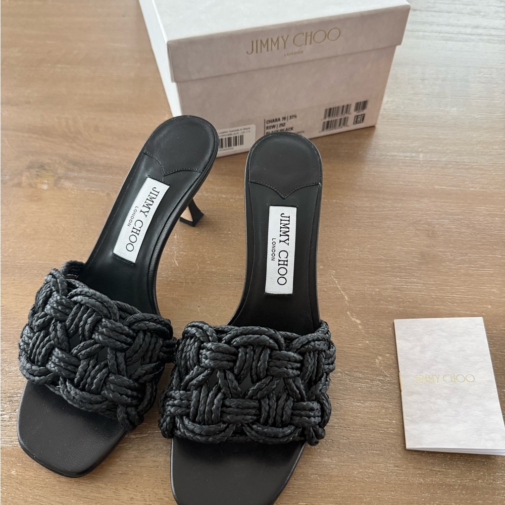 Jimmy Choo Chara 70 Black Woven Heels